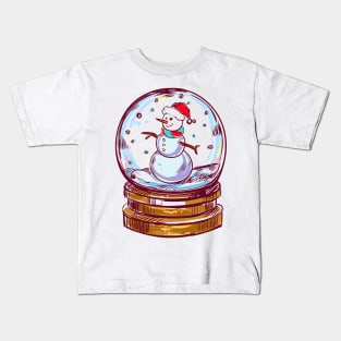 Snowmen in Globe Christmas Kids T-Shirt